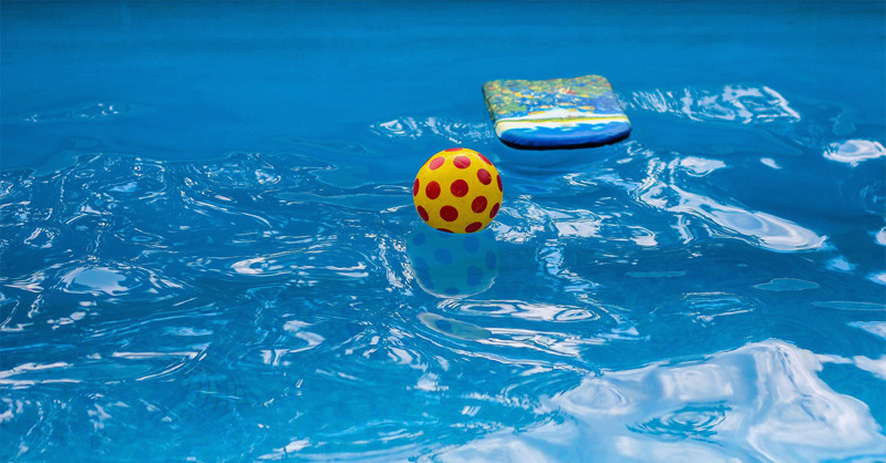 Pool with toys floating